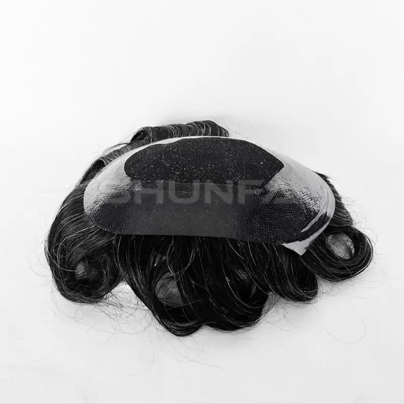 Custom order - thin skin pu around with french lace center hair system for men